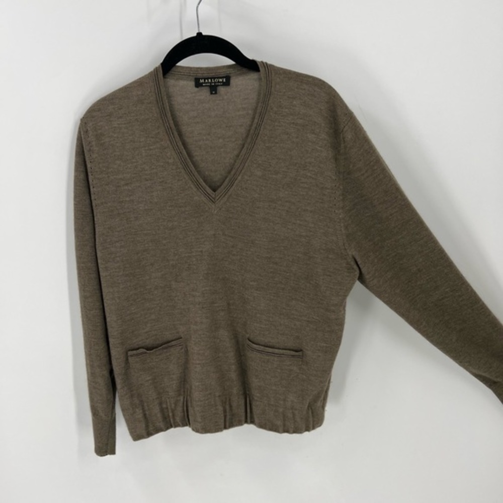 Marlowe made in Italy silk Cashmere blend Cropped V-neck sweater